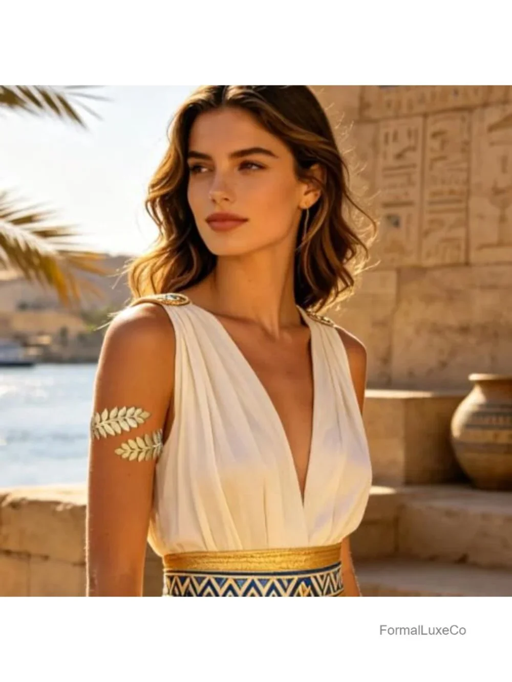 Adjustable Open Cuff Bracelet Armlet Greek Roman Laurel Leaf Design